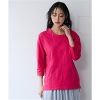 綿100％汗染みしにくいクルーネック7分袖Tシャツ 大きいサイズ