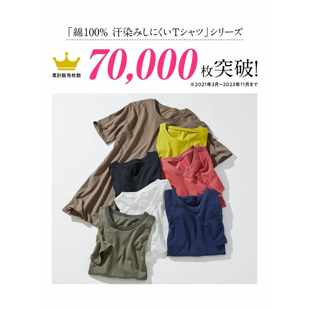 大きいサイズ 綿100％汗染みしにくいクルーネック7分袖Ｔシャツ5