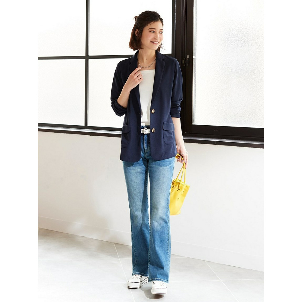 すごのびストレッチデニムブーツカットパンツ(ゆったり太もも)(股下78cm) 大きいサイズ22