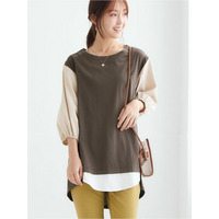 重ね着風カットソーチュニック（体型カバーも◎）　大きいサイズ