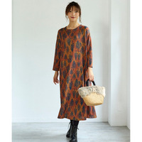 【BARNDOORコラボ】裏起毛カットソーロング丈ワンピース 大きいサイズ