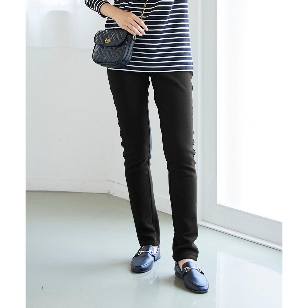 (MO-FU POKA)裏シャギーストレートパンツ(ゆったり太もも)(股下68cm) 大きいサイズ1