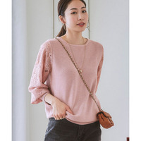 【ふんわりモチモチ素材】レース袖ニット　大きいサイズ