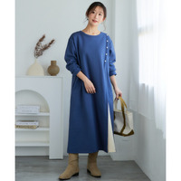 帯電防止加工裏起毛ロング丈ワンピース（選べるデザイン）【私の味方服】 大きいサイズ