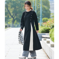 帯電防止加工裏起毛ロング丈ワンピース（選べるデザイン）【私の味方服】 大きいサイズ