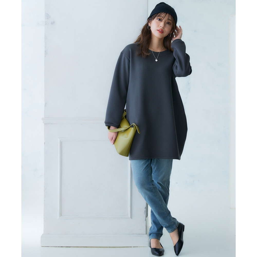 【着るホカロン】【蓄熱・保温】ストレッチニットデニムスキニーパンツ(股下68cm) 大きいサイズ24