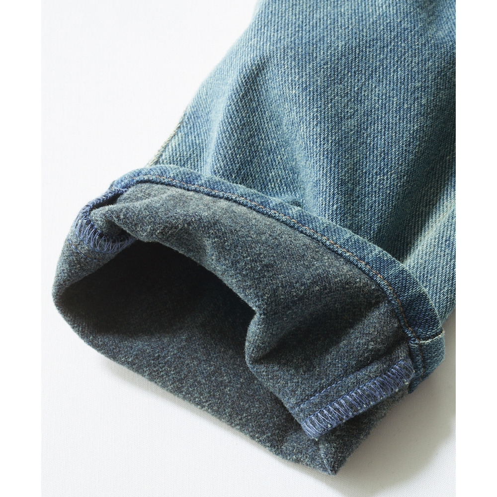 【着るホカロン】【蓄熱・保温】ストレッチニットデニムスキニーパンツ(股下68cm) 大きいサイズ28