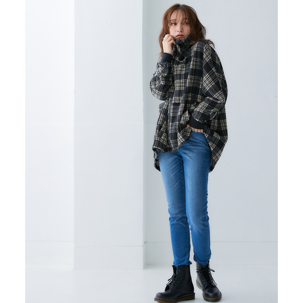 【着るホカロン】【蓄熱・保温】ストレッチニットデニムスキニーパンツ(股下73cm) 大きいサイズ25