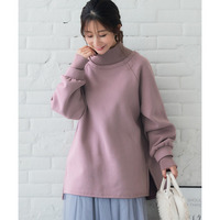 裏起毛リブ切替ラグランスリーブチュニック 大きいサイズ