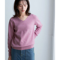 洗えるVネックニット【毛玉になりにくいふんわりもちもち素材】 大きいサイズ