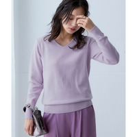 洗えるVネックニット【毛玉になりにくいふんわりもちもち素材】 大きいサイズ