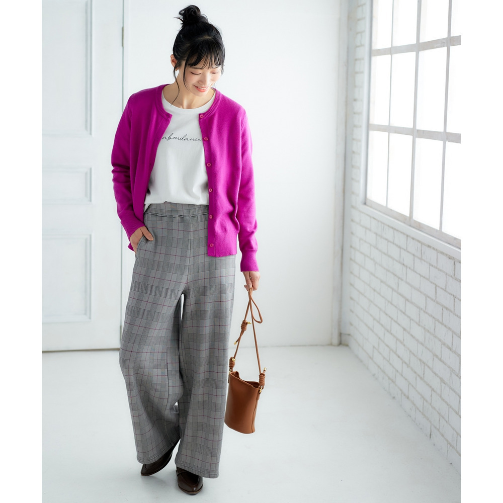 (股下65cm)裏シャギーあったかワイドパンツ 大きいサイズ17