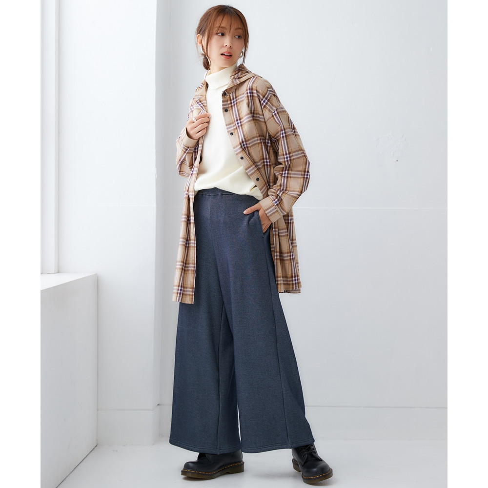 (股下65cm)裏シャギーあったかワイドパンツ 大きいサイズ23