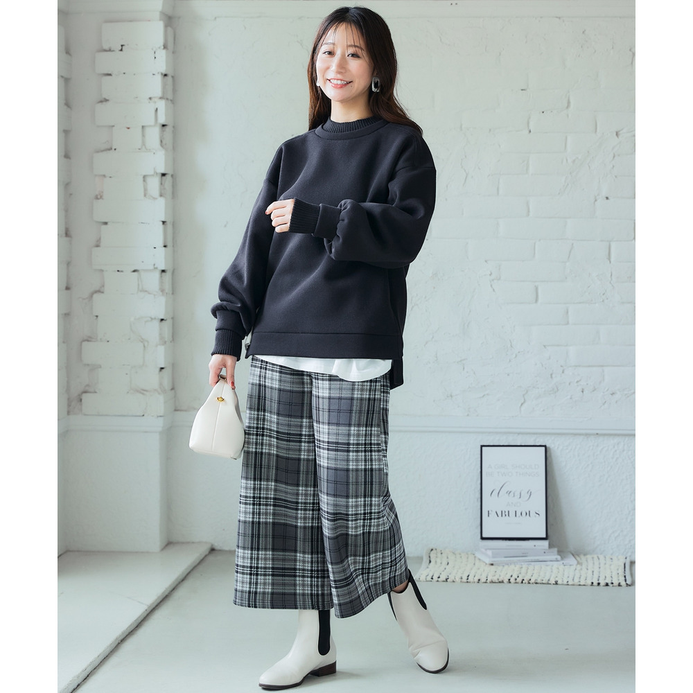 (股下65cm)裏シャギーあったかワイドパンツ 大きいサイズ26