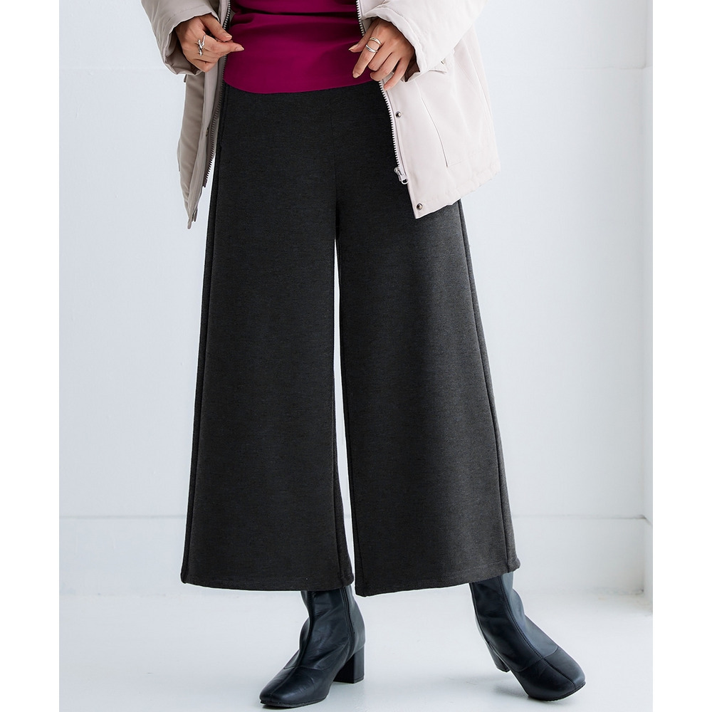 (股下65cm)裏シャギーあったかワイドパンツ 大きいサイズ1