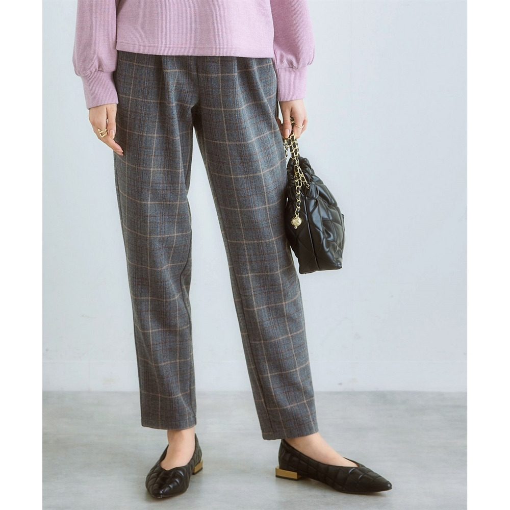 両面起毛タックテーパードパンツ(ストレッチ素材) 大きいサイズ1