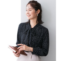 【あったか裏地付】リボンタイブラウス 大きいサイズ