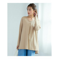 大きいサイズ　綿100％汗染みしにくいバックフレアカットソーチュニック