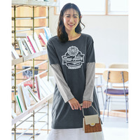 綿100％選べるゆるシルエットプリントロング丈Ｔシャツ　肌触りが気持ち良い！ 大きいサイズ