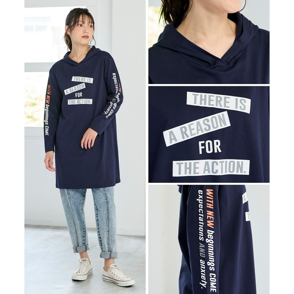 大きいサイズ　綿100％で肌触りが気持ち良い選べるゆるシルエットプリントロング丈Tシャツ14