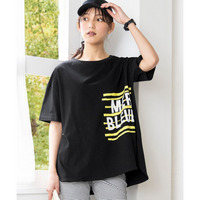 5分袖ビッグシルエットプリントチュニックＴシャツ（吸汗速乾）　大きいサイズ