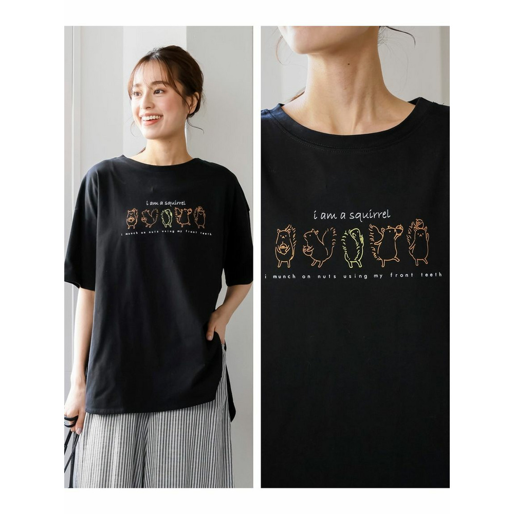 大きいサイズ　5分袖ビッグシルエットプリントチュニックＴシャツ（吸汗速乾）29