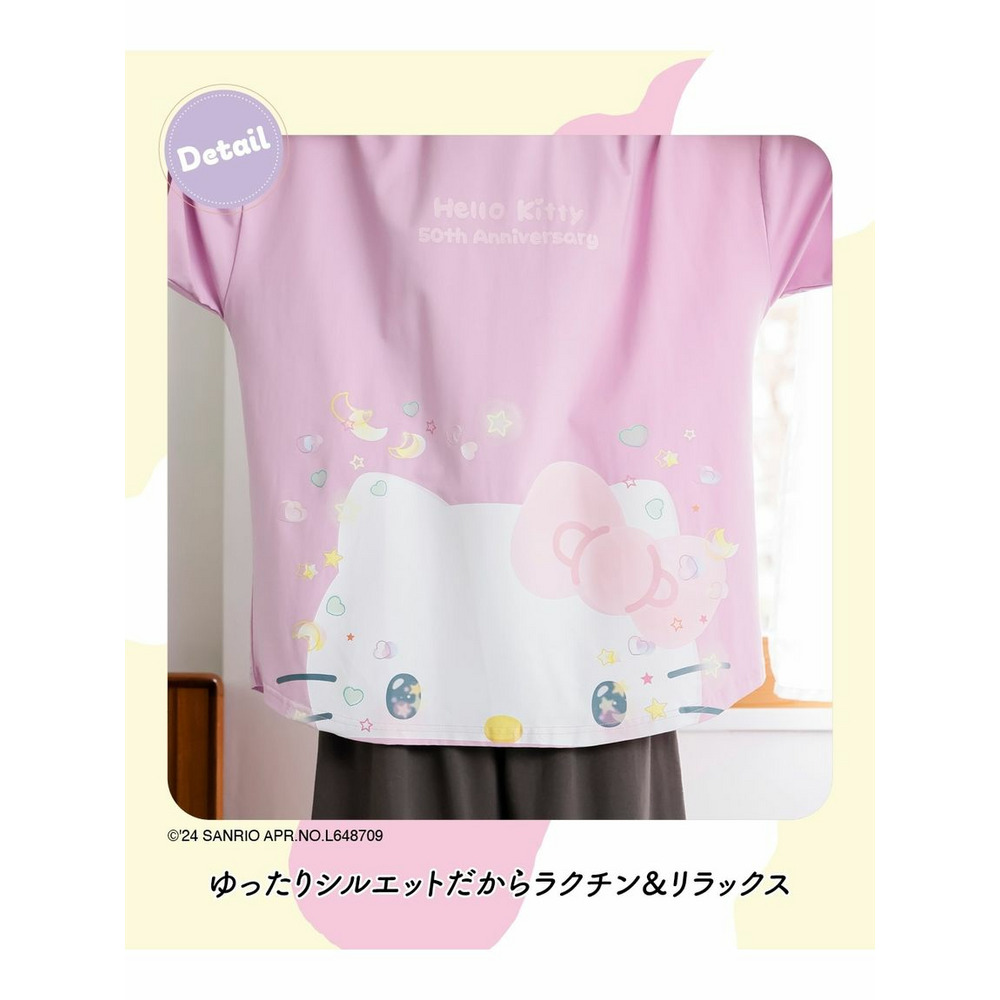 大きいサイズ　キャラクタープリントカットソーセットアップ（5分袖ゆるＴシャツ+ハーフパンツ）8