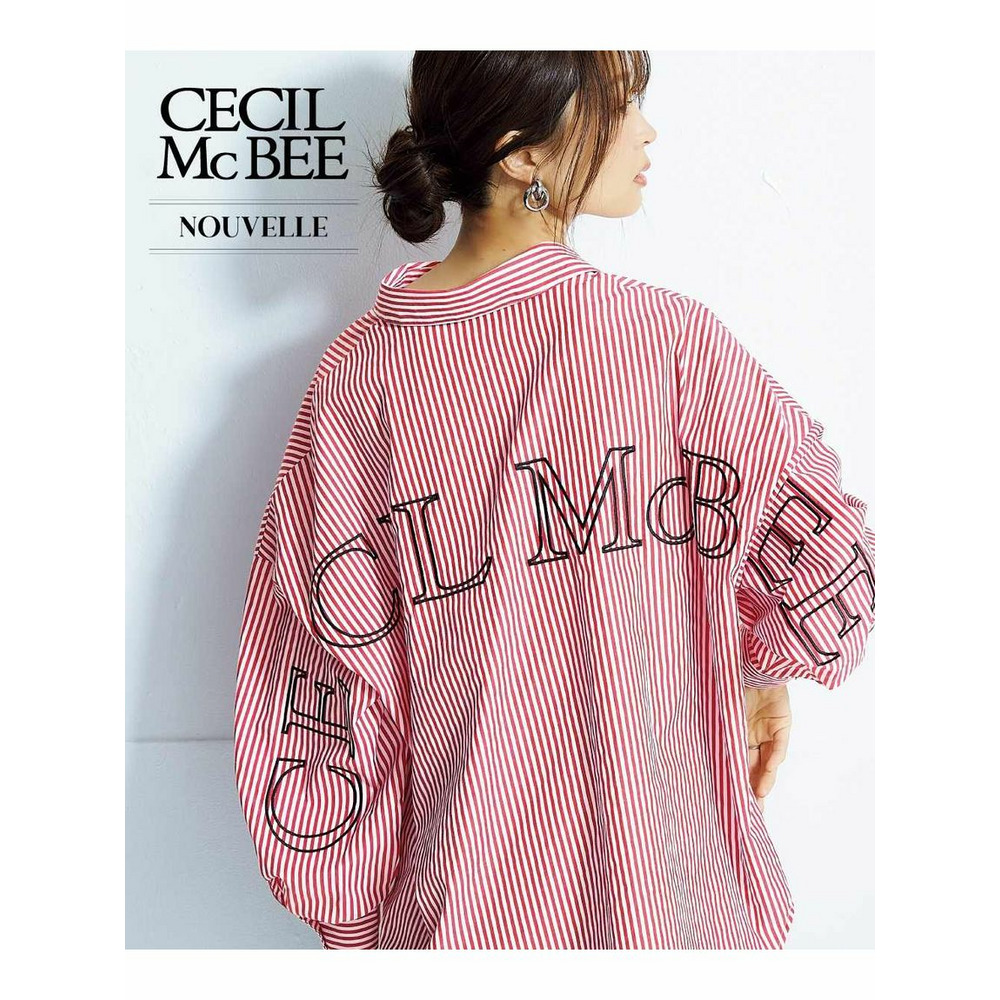 大きいサイズ　【CECIL McBEE】バック刺しゅうストライプシャツ2