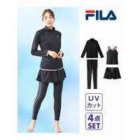 大きいサイズ　FILA 長袖トップス＆キュロット付タンクフィットネス水着４点セット