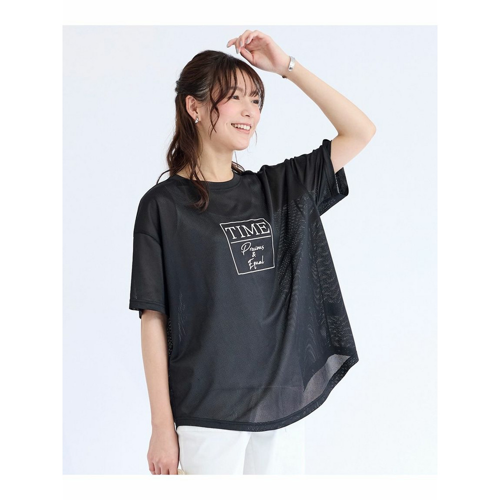 大きいサイズ 【水陸両用】オーバーサイズメッシュプリントTシャツ12