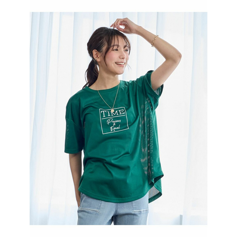 大きいサイズ 【水陸両用】オーバーサイズメッシュプリントTシャツ15