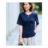 【ひんやり接触冷感】シルケット加工メタルパーツカットソートップス　大きいサイズ