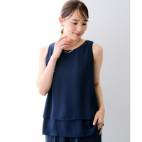 2枚重ねジョーゼット裾ティアードブラウス　大きいサイズ