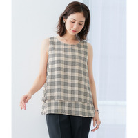 2枚重ねジョーゼット裾ティアードブラウス 大きいサイズ