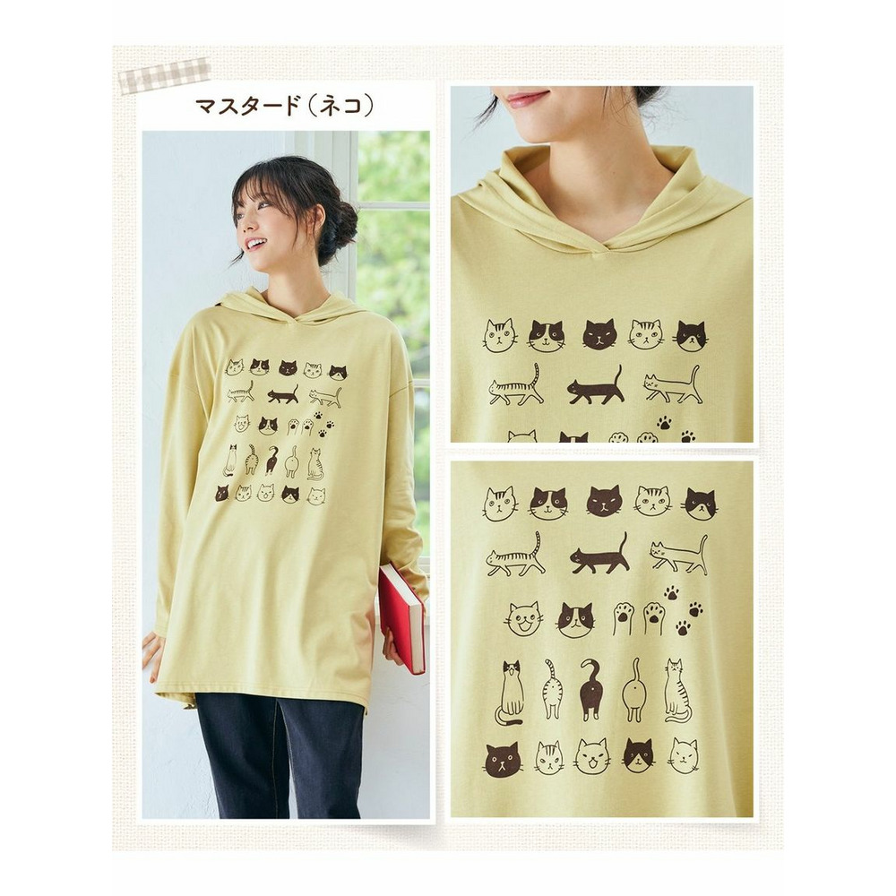 大きいサイズ　バスク素材綿混ビッグシルエットプリントチュニックTシャツ5