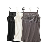 綿100％胸元レースキャミソール3枚組