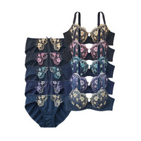 小花柄刺しゅうブラジャーショーツ5セット組