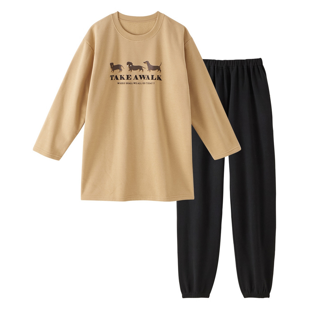 綿混裏起毛ゆったりルームウェア上下セット1