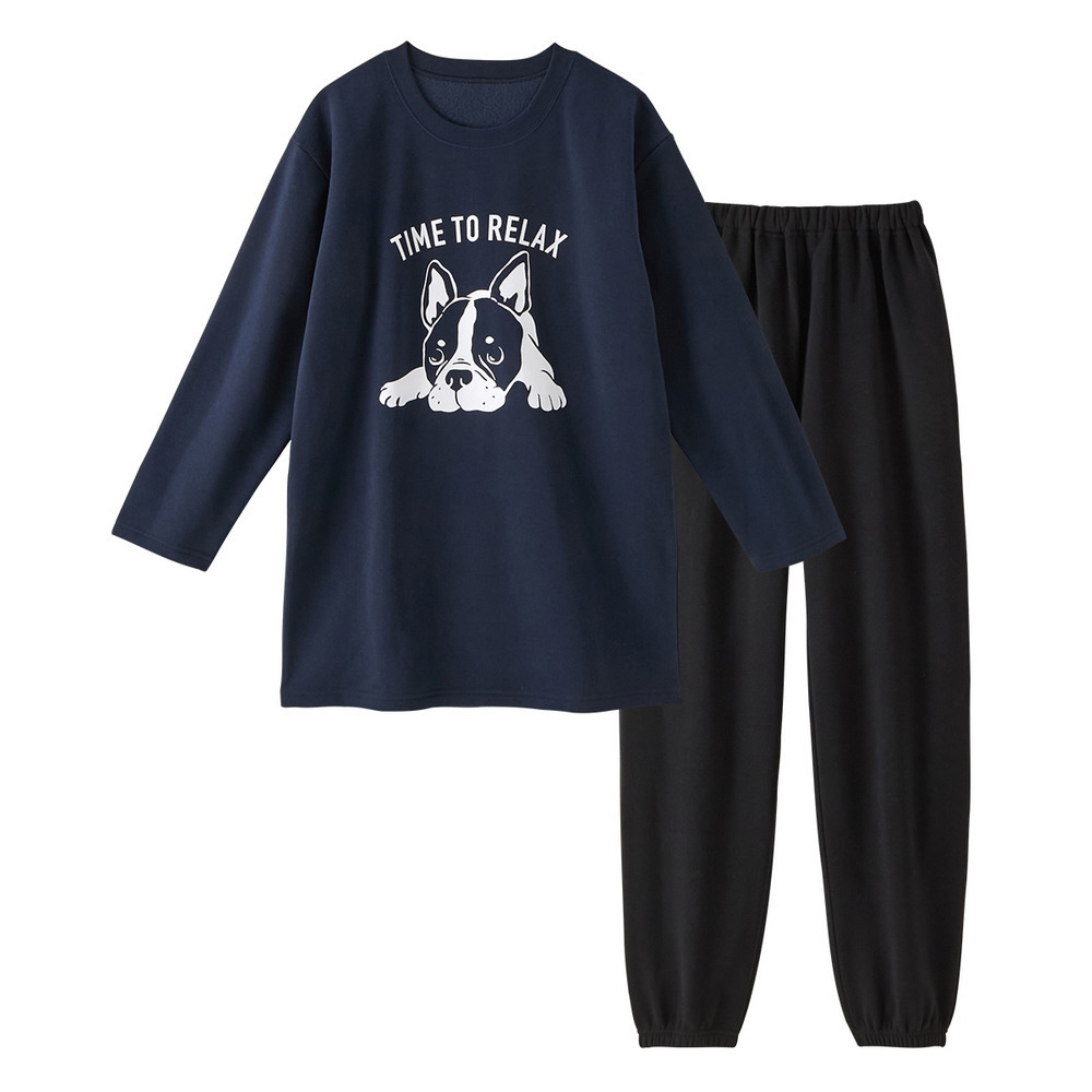 綿混裏起毛ゆったりルームウェア上下セット1