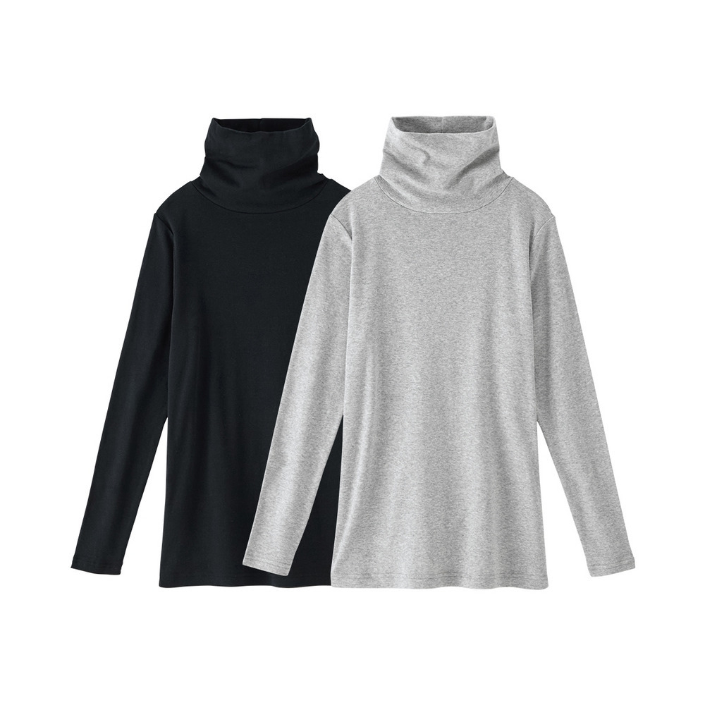 綿100%タートルネック長袖インナー2枚組1