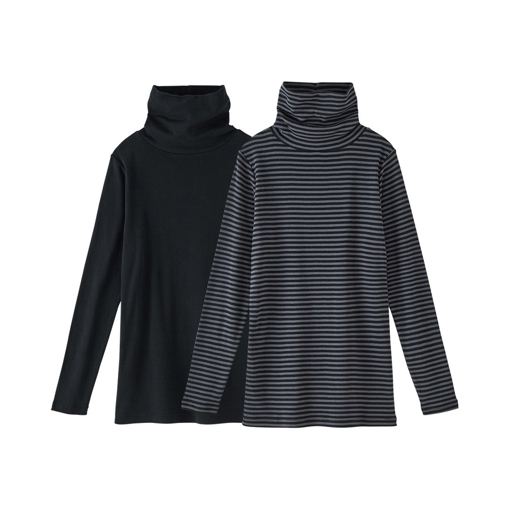 綿100%タートルネック長袖インナー2枚組1