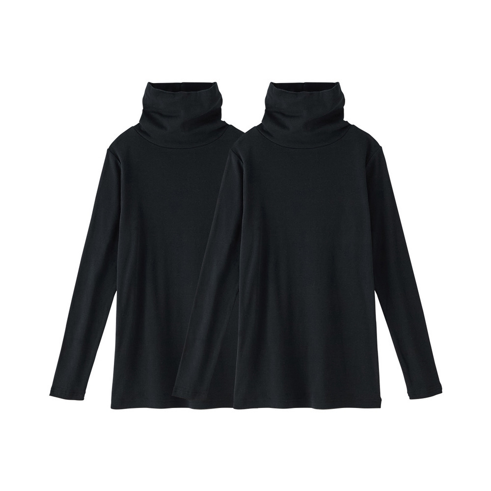 綿100%タートルネック長袖インナー2枚組1