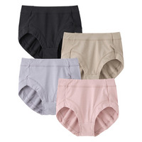 ヒップをつつむ　お腹・脚口らくちん綿混ストレッチ深ばき丈ショーツ４枚組