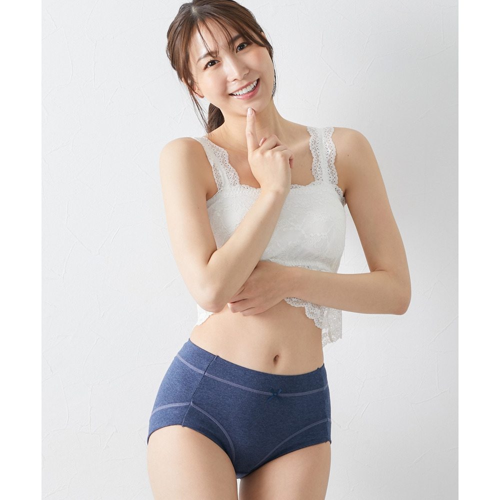 ヒップをつつむ お腹・脚口らくちん綿混ストレッチ深ばき丈ショーツ4枚組17