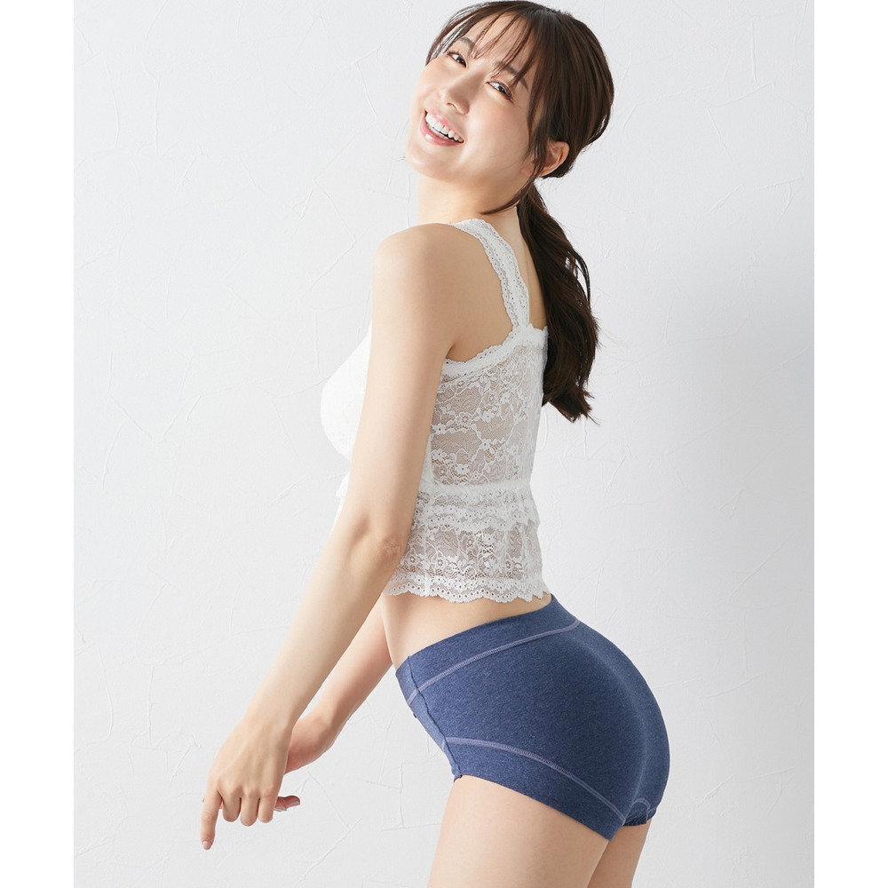 ヒップをつつむ お腹・脚口らくちん綿混ストレッチ深ばき丈ショーツ4枚組18