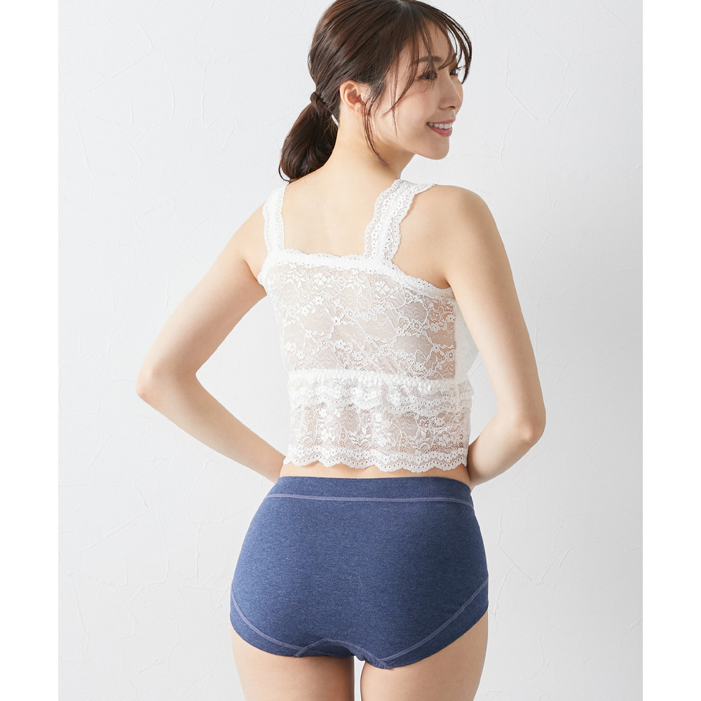 ヒップをつつむ お腹・脚口らくちん綿混ストレッチ深ばき丈ショーツ4枚組19