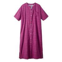 綿100%ダブルガーゼ前開き5分袖ルームワンピース