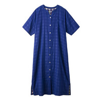 綿100％ダブルガーゼ前開き5分袖ルームワンピース