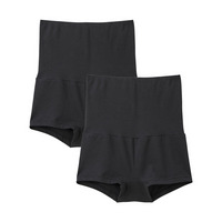 綿混メッシュ　やわらかく伸びるはらまき付　お腹らくちん1分丈ショーツ2枚組（吸汗速乾）