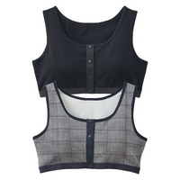 綿混前開きソフトカップ付ハーフトップ２枚組